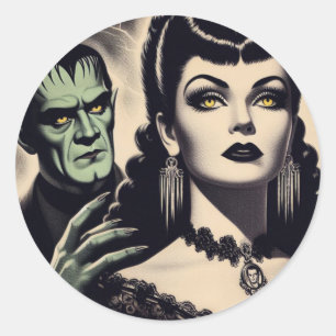 Vintage-Goth-Frau Runder Aufkleber