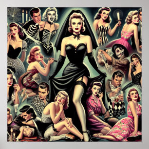 Vintage-Goth-Pin-Ups Poster