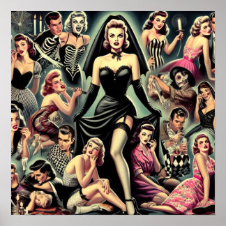 Vintage-Goth-Pin-Ups Poster
