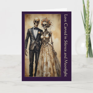 Vintage-Goth-Skelett-Paar Valentinstag Halloween Karte