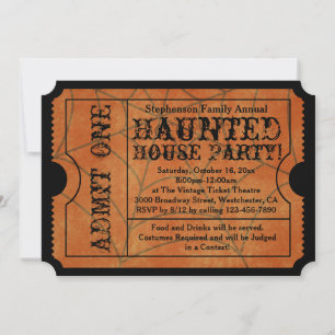 Vintage-Goth-Ticket für Halloween-Party im Spukhau Einladung