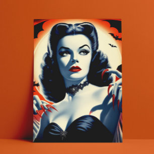 Vintage-Goth-Vampir-Frau Postkarte