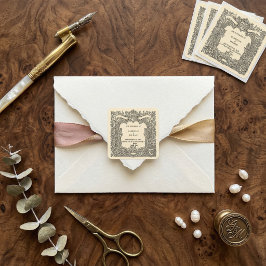 Vintage Gothic Arch Heraldic Crest Wedding Quadratischer Aufkleber