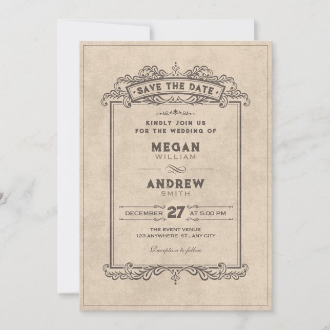 Vintage gothic arch save the date (Vorderseite)