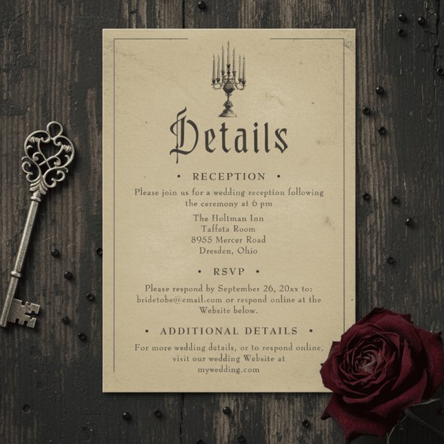 Vintage Gothic Black Toile Tan Wedding Begleitkarte (Von Creator hochgeladen)