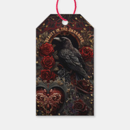 Vintage Gothic Dark Beauty Crow Raven Rote Rosen Geschenkanhänger