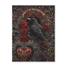 Vintage Gothic Dark Beauty Crow Raven Rote Rosen