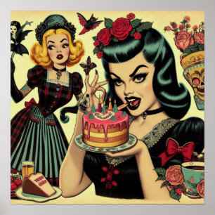 Vintage Gothic Girls Poster