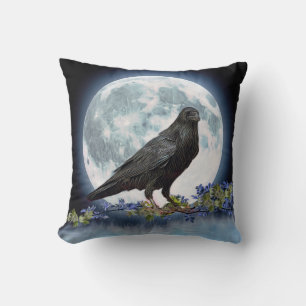 Vintage Gothic Halloween Große Schwarze Rabe Vogel Kissen