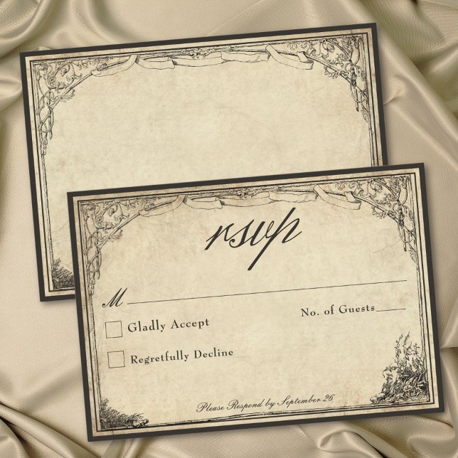 Vintage Gothic Medieval Parchment Wedding RSVP Karte (Vintage Gothic Medieval Parchment Wedding RSVP Card)
