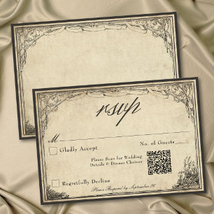 Vintage Gothic Mittelalterliches Pergament Hochzei RSVP Karte