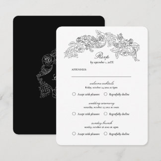 Vintage Gothic Schwarz Mehrfach-Event-RSVP-Karte RSVP Karte