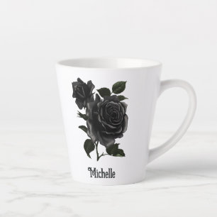 Vintage Gothic Schwarze Rosen Personalisiert Milchtasse