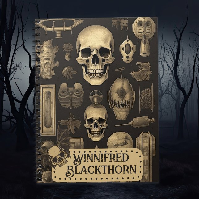 Vintage Gothic Skulls, unheimlich Halloween Monogr Notizblock (Von Creator hochgeladen)