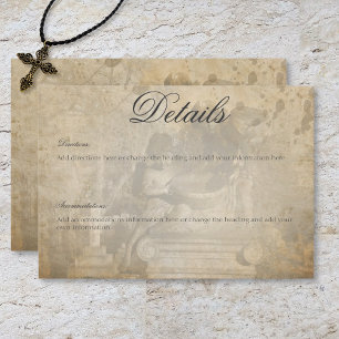 Vintage Gothic Stone Angel Wedding Details Begleitkarte