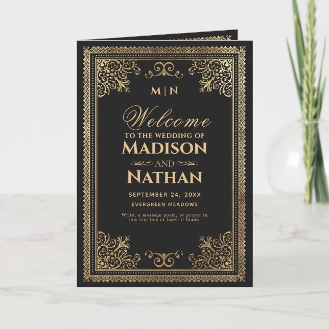 Vintage Gothic-Viktorianische Hochzeit Programm (Vorderseite)