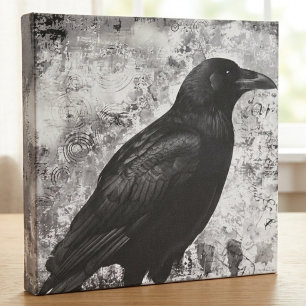 Vintage-Gothik-Raben-Grunge-Kunstwerk Leinwanddruck