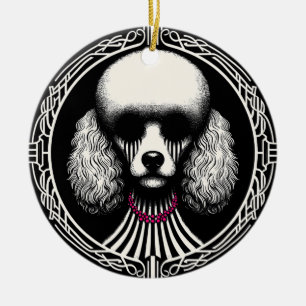 Vintage-Gothischer-gruseliger-Pudel-Hunde-Schmuck Keramik Ornament