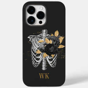 Vintage-Gotisch Schwarz und Gold Floral Skelett Case-Mate iPhone 14 Pro Max Hülle