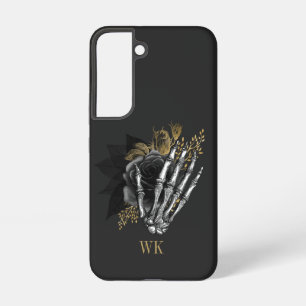 Vintage-Gotisch Schwarz und Gold Floral Skelett Samsung Galaxy Hülle