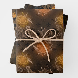 Vintage gotische Blumen Geschenkpapier Set