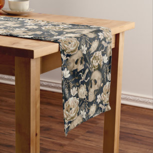 Vintage gotische Blütenschnecken Schmetterlinge Mittelgroßer Tischläufer