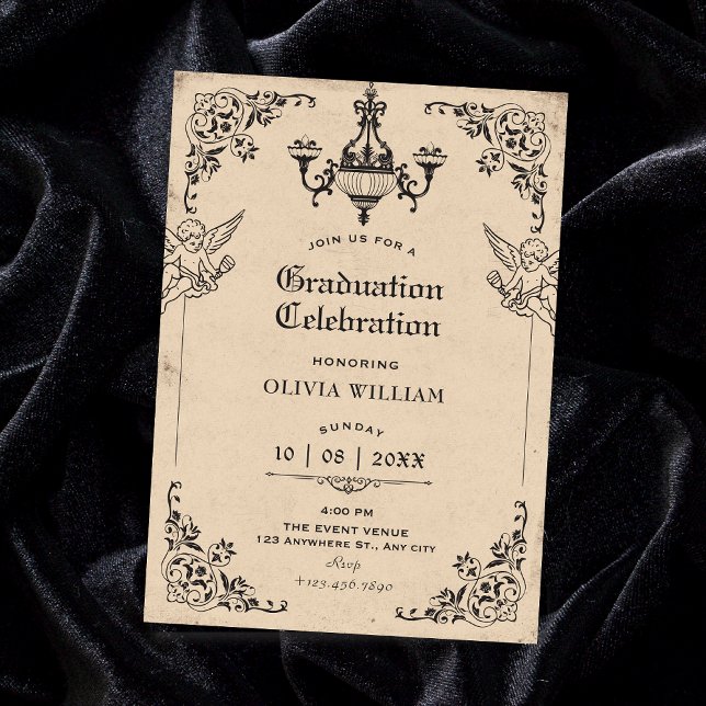 Vintage gotische Bogenengel Abschluss Einladung (Von Creator hochgeladen)