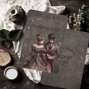 Vintage gotische Braut- und Gräuelkarte Save the D Date