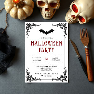 Vintage-Gotische-Fledermaus-Erwachsenen-Halloween- Einladung