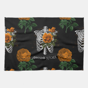 Vintage gotische florale Personalisierung Geschirrtuch