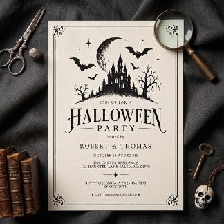 Vintage-Gotische Gruselburg-Halloween-Party Einladung