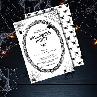 Vintage-Gotische gruselige Spinnennetz-Halloween-P Einladung