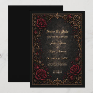 Vintage-Gotische-Halloween-Save-the-Date-Einladung Einladung