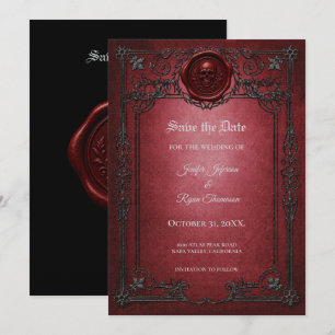 Vintage-Gotische-Halloween-Save-the-Date-Einladung Einladung