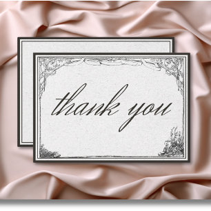 Vintage gotische Hochzeit an der mittelalterlichen Dankeskarte