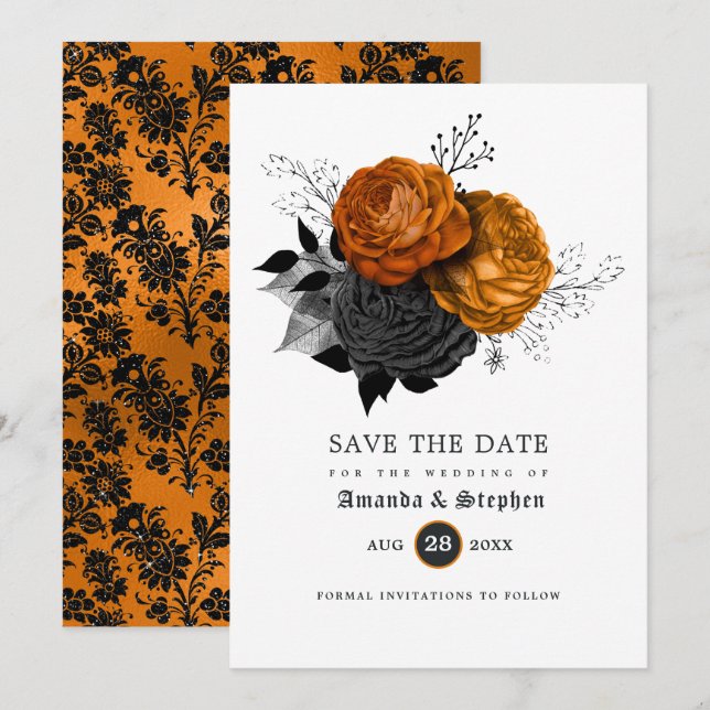 Vintage gotische Hochzeit Save The Date (Vorne/Hinten)