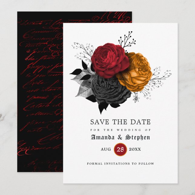 Vintage gotische Hochzeit speichert das Datum Save The Date (Vorne/Hinten)