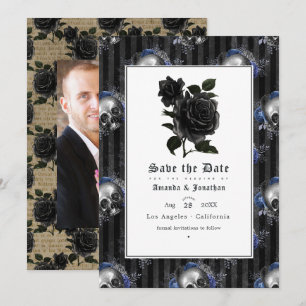 Vintage gotische Hochzeitsblumen-Foto Save The Date