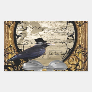 Vintage gotische Hochzeitskrähe Rechteckiger Aufkleber