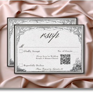Vintage gotische mittelalterliche Grenzhochzeit QR RSVP Karte