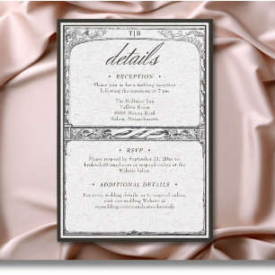 Vintage gotische Mittelalterliche Hochzeitsdetails Begleitkarte