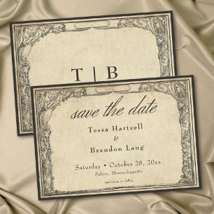 Vintage gotische mittelalterliche Linien-Pergament Save The Date