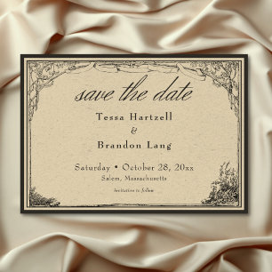 Vintage gotische mittelalterliche Linienrand-Hochz Save The Date