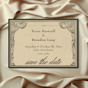 Vintage gotische mittelalterliche Linienrand-Hochz Save The Date