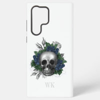 Vintage gotische Navy Blue Rose Skull Monogram