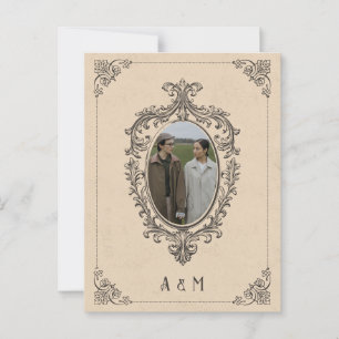 Vintage-gotische Oldschool-Fotohochzeit Postkarte