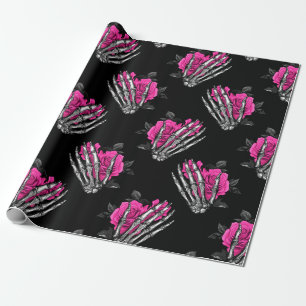 Vintage-Gotische rosa Rose Skelett Halloween Geschenkpapier