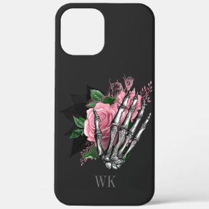 Vintage-gotische rosa Rosen Skelett-Monogramm Case-Mate iPhone Hülle