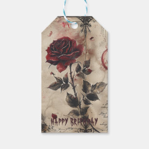 VINTAGE GOTISCHE ROSE GLÜCKLICH BRITHDAY GESCHENKANHÄNGER