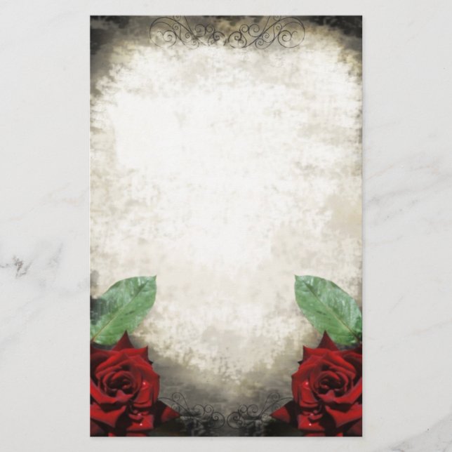 Vintage Gotische Rose Stationery Briefpapier (Vorderseite)